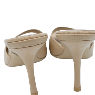 BY FAR | Nude Mora Leather Heel Mules