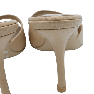 BY FAR | Nude Mora Leather Heel Mules