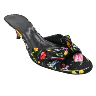 Floral Satin Bow Knot Kitten Heels