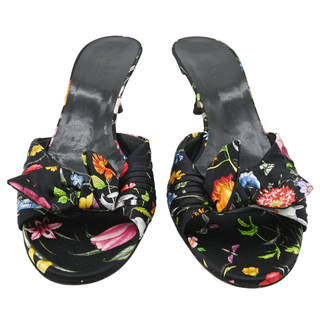 Floral Satin Bow Knot Kitten Heels
