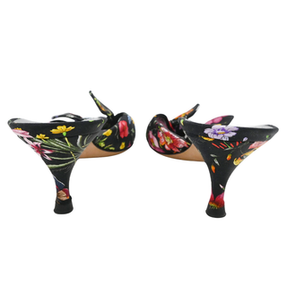 Floral Satin Bow Knot Kitten Heels