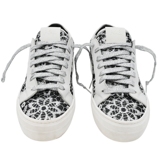 P448 | Metallic Lace Low-Top Platform Sneakers