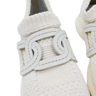 TOD'S | Ivory Crochet Knit Slip-On Sneakers