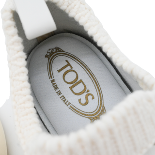 TOD'S | Ivory Crochet Knit Slip-On Sneakers