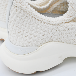 TOD'S | Ivory Crochet Knit Slip-On Sneakers
