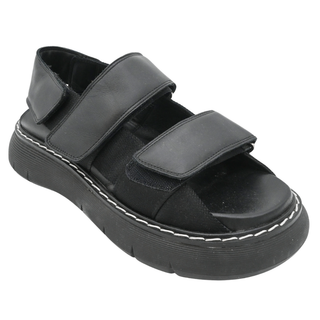 KHAITE | Murray Black Leather Chunky Platform Sandals