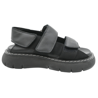 KHAITE | Murray Black Leather Chunky Platform Sandals