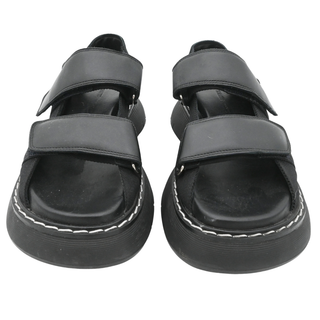 KHAITE | Murray Black Leather Chunky Platform Sandals