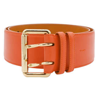 Orange Leather Wide Belt