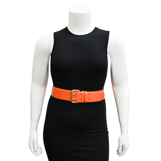 RALPH LAUREN | Orange Leather Wide Belt