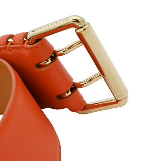 RALPH LAUREN | Orange Leather Wide Belt