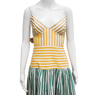 LELA ROSE | Colorblock Stripes Tiered Dress