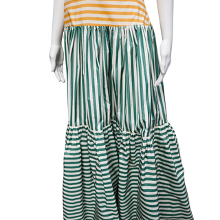 LELA ROSE | Colorblock Stripes Tiered Dress