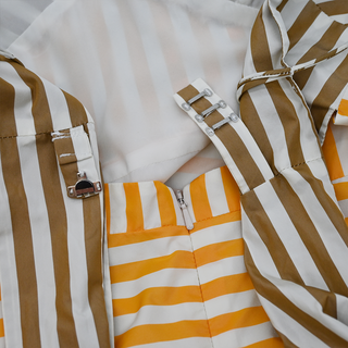 LELA ROSE | Colorblock Stripes Tiered Dress