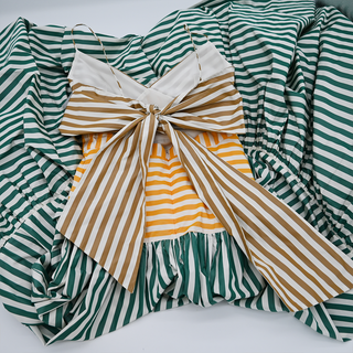 LELA ROSE | Colorblock Stripes Tiered Dress