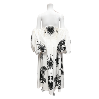 ALEXANDER MCQUEEN | White Papercut Print Midi Dress