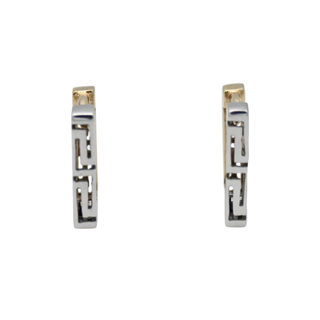 &nbsp; | Two-Tone Greek Key Square Earrings