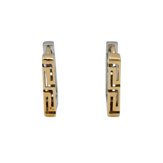 &nbsp; | Two-Tone Greek Key Square Earrings