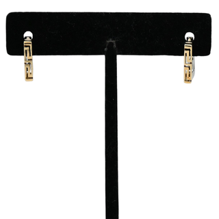 &nbsp; | Two-Tone Greek Key Square Earrings