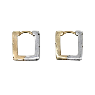 &nbsp; | Two-Tone Greek Key Square Earrings