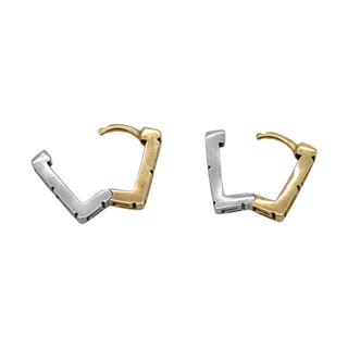 &nbsp; | Two-Tone Greek Key Square Earrings