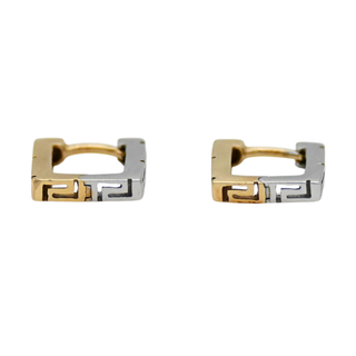 &nbsp; | Two-Tone Greek Key Square Earrings