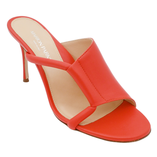 Genna Asymmetric Orange Leather Heels