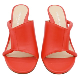Genna Asymmetric Orange Leather Heels