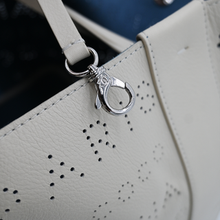 Ivory Perforated CC Leather Tote Bag