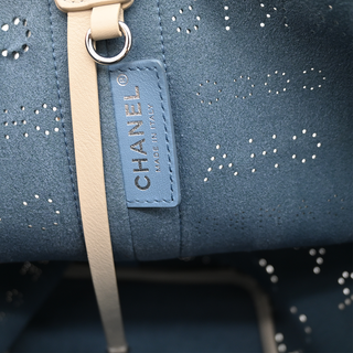 Ivory Perforated CC Leather Tote Bag