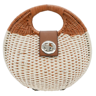 Woven Wicker Top Handle Bag