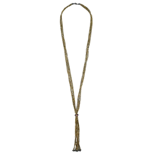 Gold Beaded Tassel Necklace