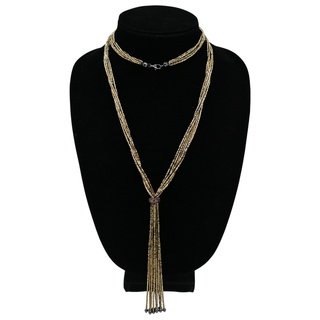 MATTHEW C. LAURENZA | Gold Beaded Tassel Necklace