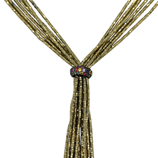MATTHEW C. LAURENZA | Gold Beaded Tassel Necklace