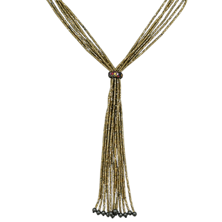MATTHEW C. LAURENZA | Gold Beaded Tassel Necklace