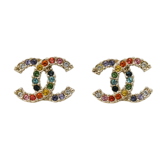 Rainbow Crystal CC Stud Earrings