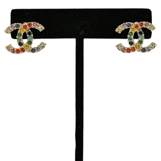 Rainbow Crystal CC Stud Earrings