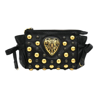 Studded Hysteria Black Leather Clutch