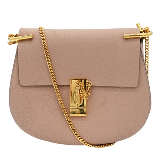 Light Pink Drew Flap Grained Crossbody Bag