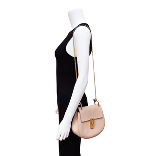 Light Pink Drew Flap Grained Crossbody Bag