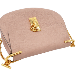Light Pink Drew Flap Grained Crossbody Bag