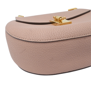 Light Pink Drew Flap Grained Crossbody Bag