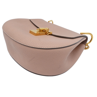 Light Pink Drew Flap Grained Crossbody Bag