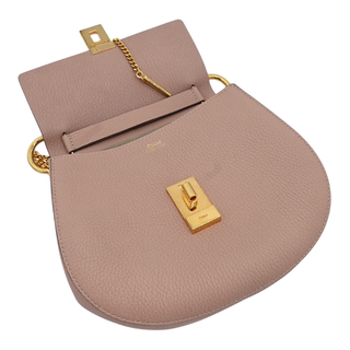 Light Pink Drew Flap Grained Crossbody Bag