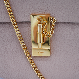 Light Pink Drew Flap Grained Crossbody Bag