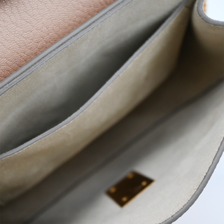 Light Pink Drew Flap Grained Crossbody Bag