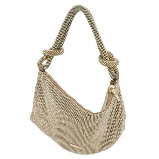 Hera Rhinestone Mesh Knot Top Handle Bag