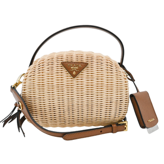 Odette Wicker & Leather Crossbody Bag