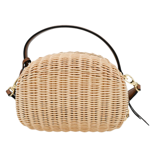 Odette Wicker & Leather Crossbody Bag