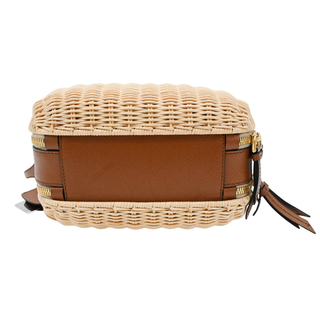 Odette Wicker & Leather Crossbody Bag